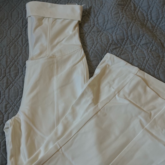 Premium Plus White Woven Bandeau Wide Leg Jumpsuit - Picture 4 of 8